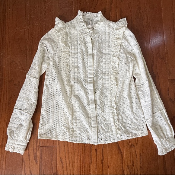 Zara Tops - Zara White Eyelet Lace Blouse